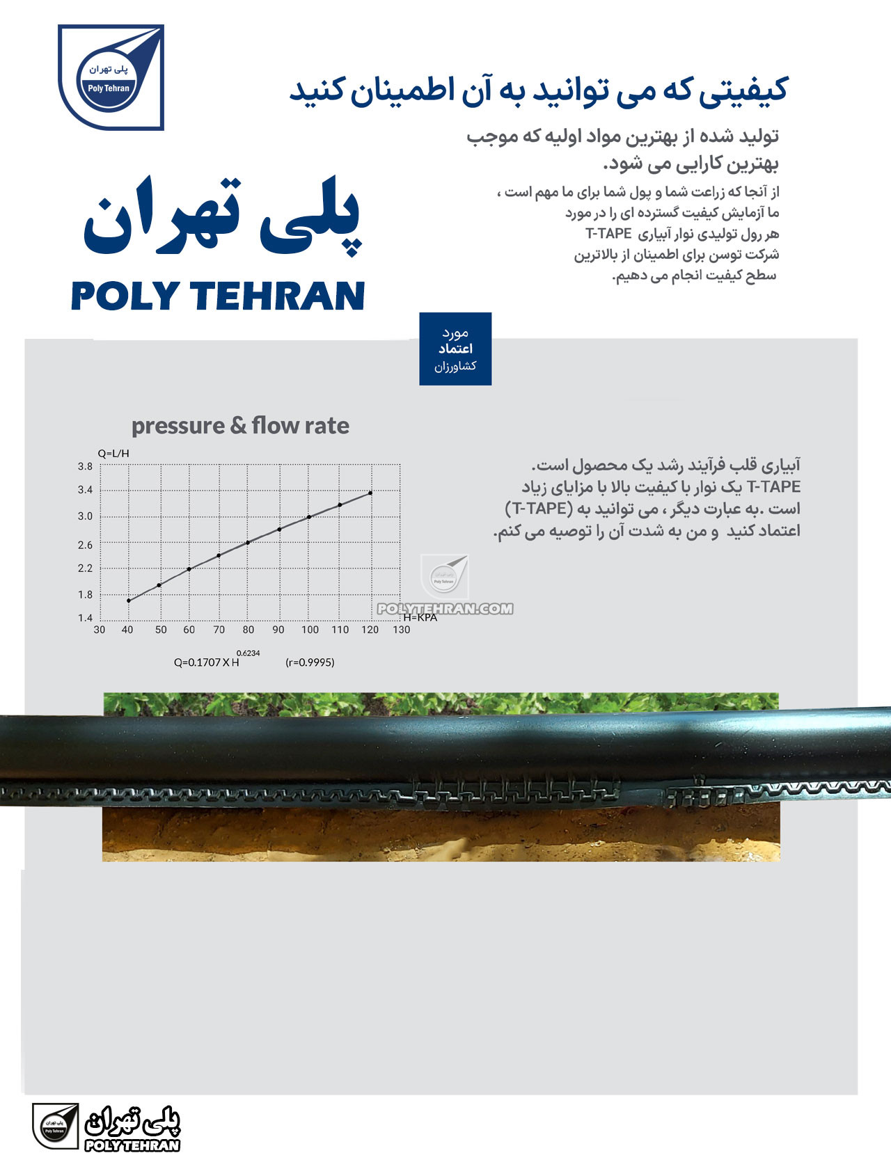 منحنی و توضیحات نوار آبیاری قطره ای